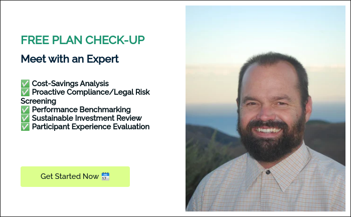 FREE PLAN CHECK-UP Meet with an Expert   ✅ Cost-Savings Analysis ✅ Proactive Compliance/Legal Risk Screening ✅ Performance Benchmarking ✅ Sustainable Investment Review ✅ Participant Experience Evaluation    